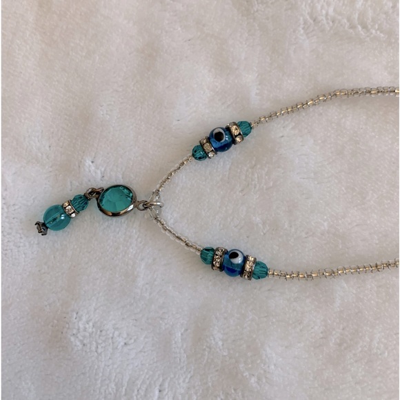 Gulten Dye Blue Swarovski Crystal Beaded Necklace - Picture 3 of 4